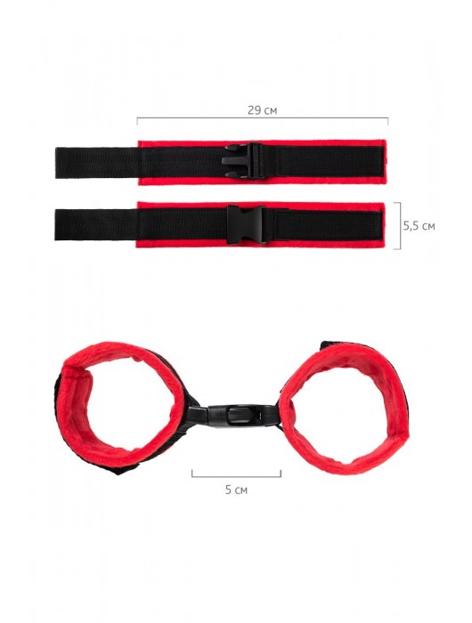 Красно-черные велюровые оковы Anonymo - ToyFa - купить с доставкой в Липецке