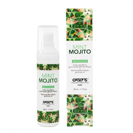 Разогревающее массажное масло с ароматом мохито Gourmet Mint Mojito - 50 мл. - Exsens - купить с доставкой в Липецке