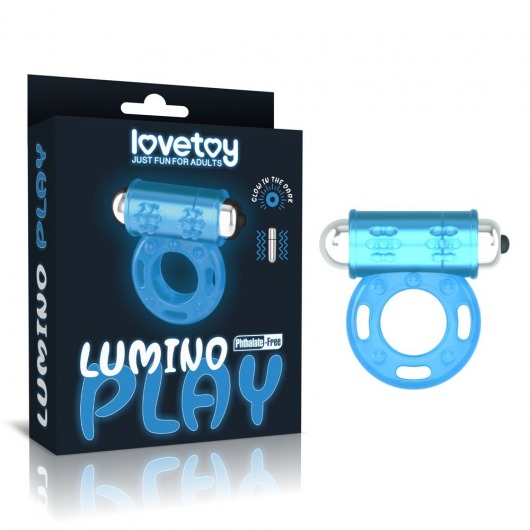 Голубое, светящееся в темноте эрекционное виброкольцо Lumino Play Vibrating Penis Ring - Lovetoy - в Липецке купить с доставкой