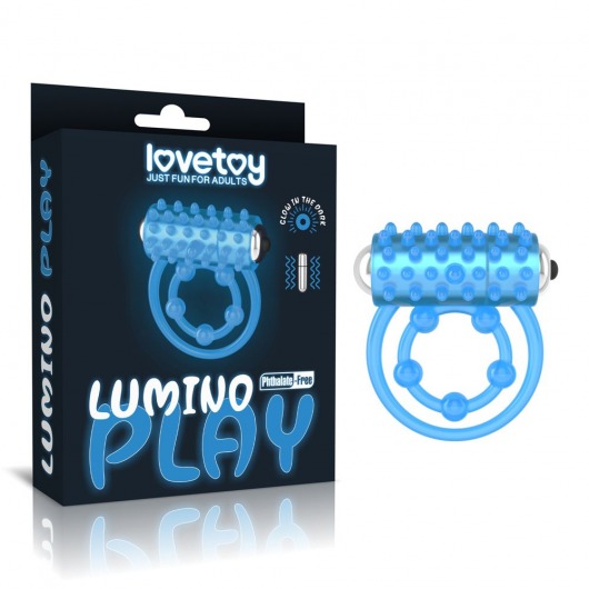 Голубое, светящееся в темноте виброкольцо Lumino Play Vibrating Penis Ring - Lovetoy - в Липецке купить с доставкой