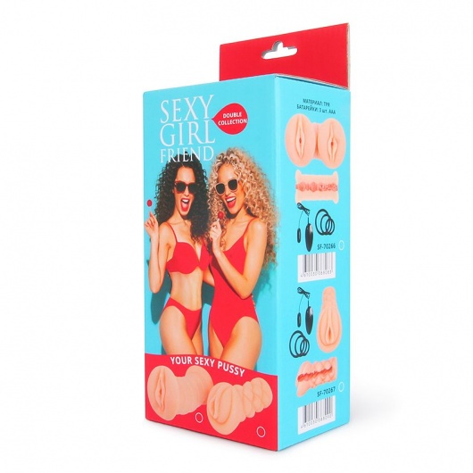 Телесный мастурбатор-вагина с вибрацией и комплектом эрекционных колец - Bior toys - в Липецке купить с доставкой