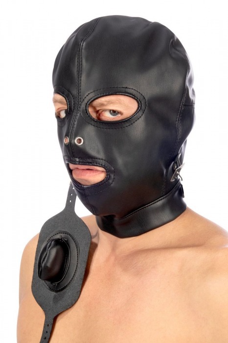 Маска-шлем с прорезями для глаз и регулируемым кляпом - Fetish Tentation - купить с доставкой в Липецке Маска-шлем с прорезями для глаз и регулируемым кляпом - Fetish Tentation - купить с доставкой в Липецке