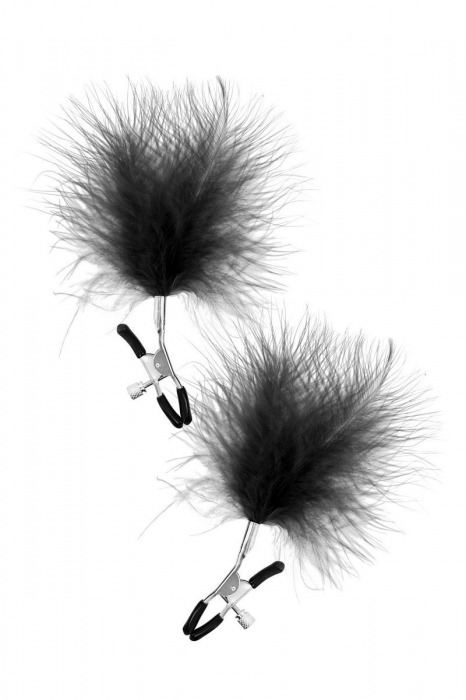 Зажимы на соски с черными пуховыми кисточками Sweet Caress Feather Nipple Clumps - Sweet Caress - купить с доставкой в Липецке