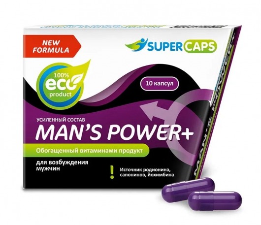 Возбуждающее средство для мужчин Mans Power plus - 10 капсул (0,35 гр.) +1 в подарок - SuperCaps - купить с доставкой в Липецке