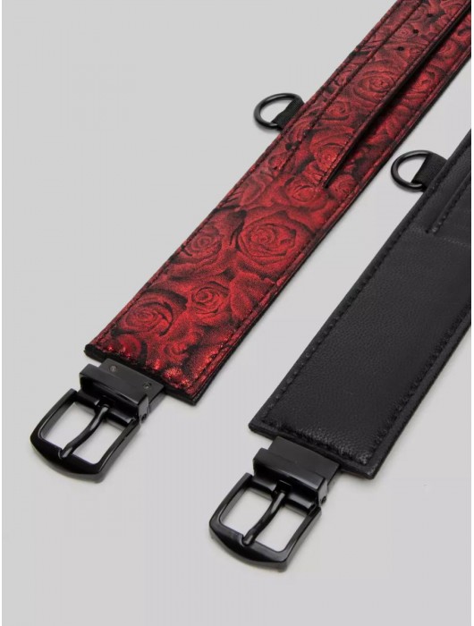 Красно-черные оковы Reversible Faux Leather Ankle Cuffs - Fifty Shades of Grey - купить с доставкой в Липецке