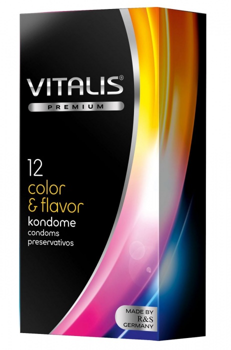 Цветные ароматизированные презервативы VITALIS PREMIUM color   flavor - 12 шт. - Vitalis - купить с доставкой в Липецке