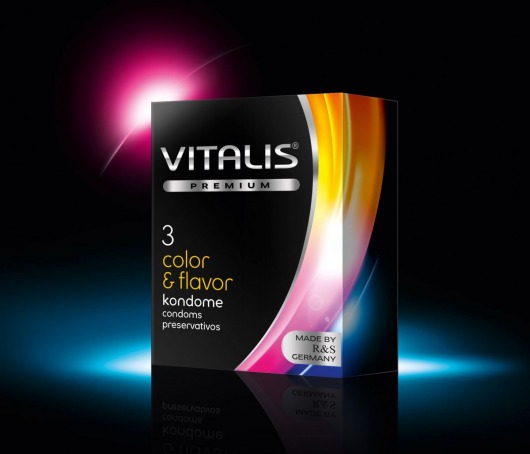 Цветные ароматизированные презервативы VITALIS PREMIUM color   flavor - 3 шт. - Vitalis - купить с доставкой в Липецке