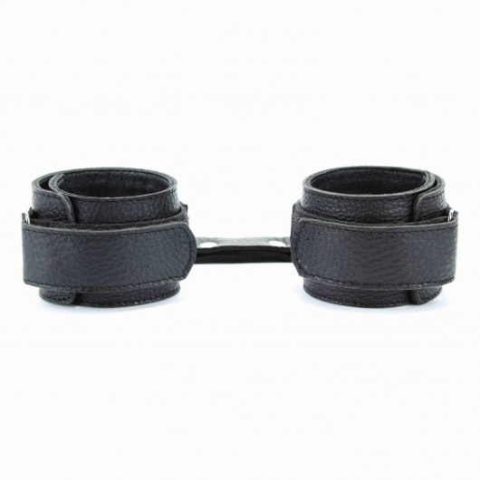 Чёрные кожаные наручники - БДСМ Арсенал - купить с доставкой в Липецке