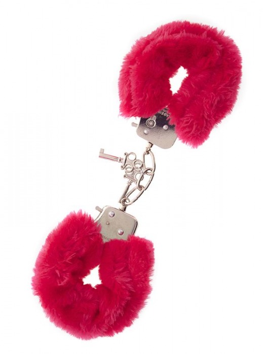 Металлические наручники с красной меховой опушкой METAL HANDCUFF WITH PLUSH RED - Dream Toys - купить с доставкой в Липецке