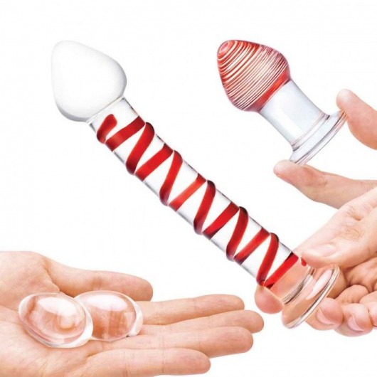 Набор из 4 стеклянных предметов Mr. Swirly Set - Glas