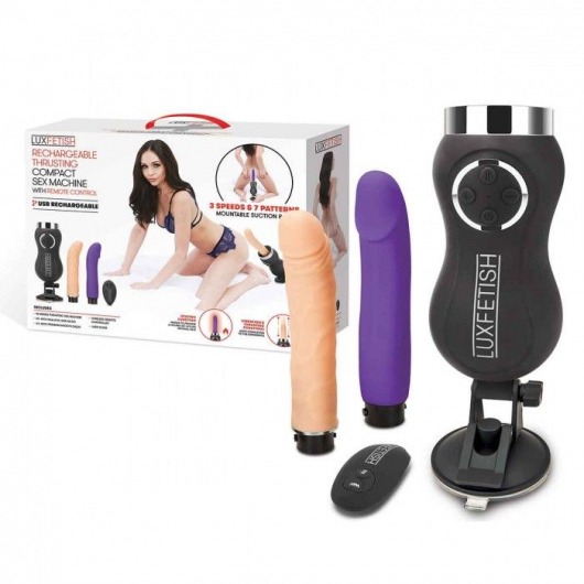 Портативная секс-машина Thrusting Compact Sex Machine c 2 насадками - Lux Fetish - купить с доставкой в Липецке