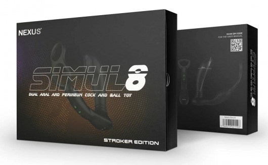 Черный вибромассажер простаты Nexus Simul8 Stroker Edition с кольцами для пениса и мошонки - Nexus Range - в Липецке купить с доставкой