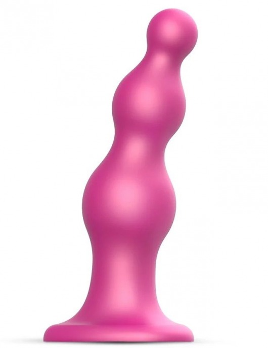 Розовая насадка Strap-On-Me Dildo Plug Beads size S - Strap-on-me - купить с доставкой в Липецке