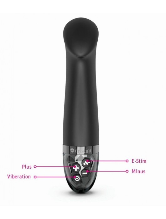 Черный вибратор с функцией электростимуляции Right on Ron - 17 см. - MyStim - купить с доставкой в Липецке