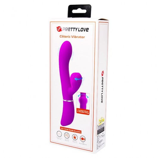 Лиловый вибратор-кролик с подвижной клиторальной щеточкой Clitoris Vibrator - 20,8 см. - Baile