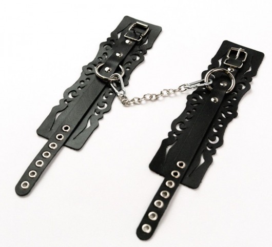 Узорчатые кожаные оковы с регулируемыми ремешками - Crazy Handmade - купить с доставкой в Липецке