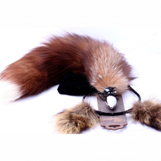 Игровой комплект: серебристая анальная пробка с пушистым хвостом и ободок-ушки - Crazy Handmade - купить с доставкой в Липецке