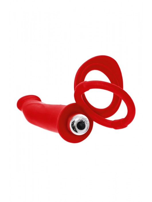 Красная насадка на пенис для двойного проникновения - 19 см. - ToyFa - купить с доставкой в Липецке