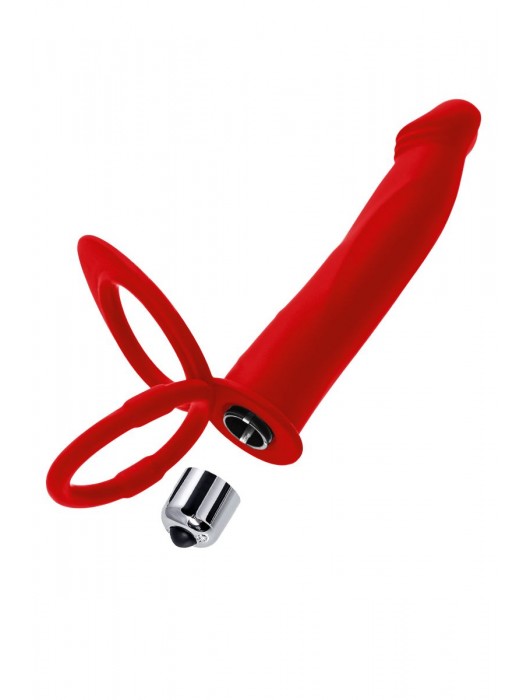 Красная насадка на пенис для двойного проникновения - 19 см. - ToyFa - купить с доставкой в Липецке