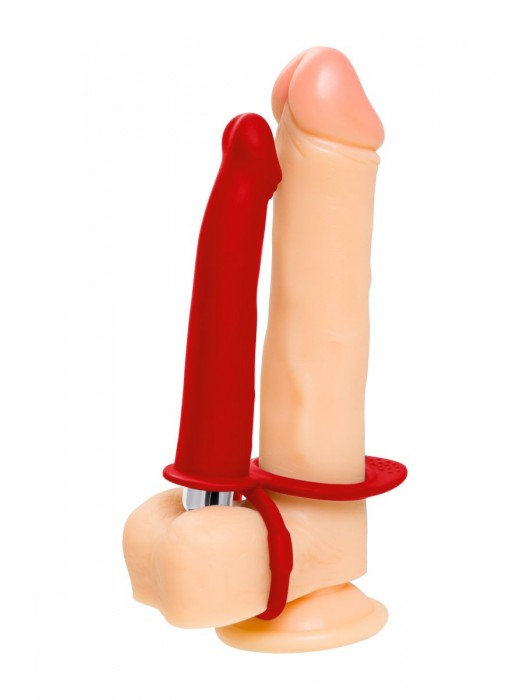 Красная насадка на пенис для двойного проникновения - 19 см. - ToyFa - купить с доставкой в Липецке