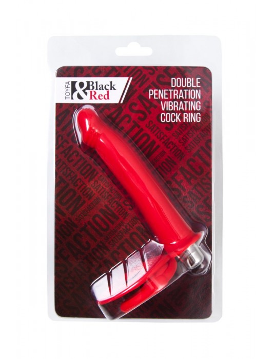 Красная насадка на пенис для двойного проникновения - 19 см. - ToyFa - купить с доставкой в Липецке