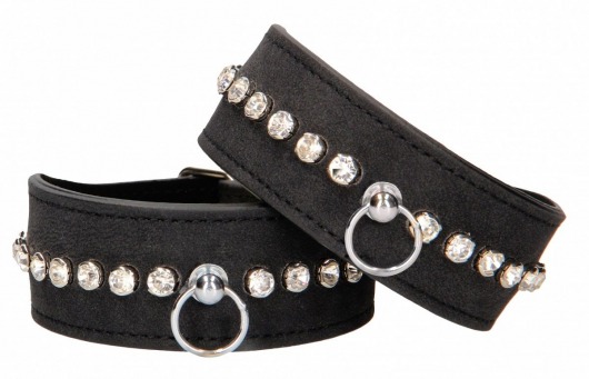 Черные поножи Diamond Studded Ankle Cuffs - Shots Media BV - купить с доставкой в Липецке