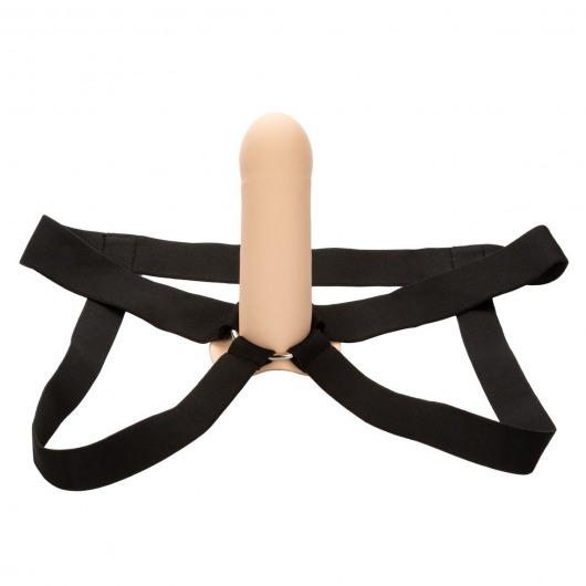 Телесный фаллопротез из силикона Extension with Harness - 15,75 см. - California Exotic Novelties - купить с доставкой в Липецке