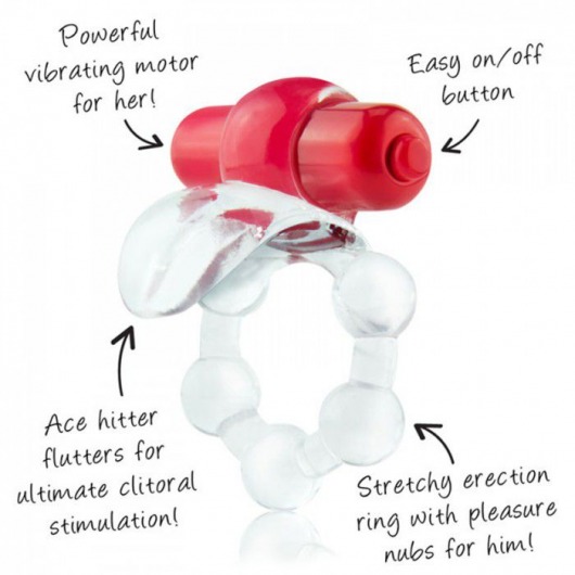 Виброкольцо с язычком и красным виброэлементом Overtime - Screaming O - в Липецке купить с доставкой