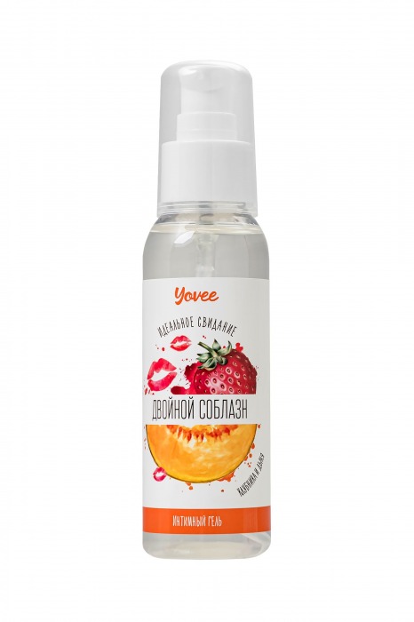 Съедобная гель-смазка Yovee «Двойной соблазн» с Д-пантенолом и вкусом клубники и дыни - 100 мл. - ToyFa - купить с доставкой в Липецке