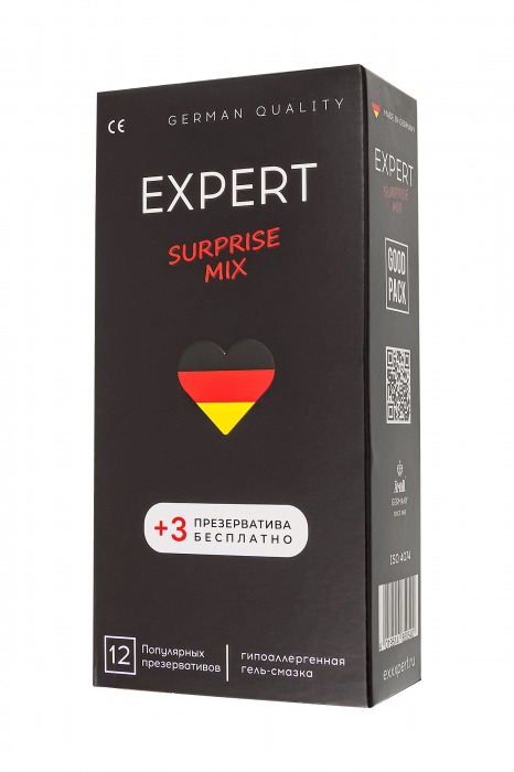 Презервативы EXPERT Surprise Mix - 12 шт.(+3 в подарок) - Expert - купить с доставкой в Липецке