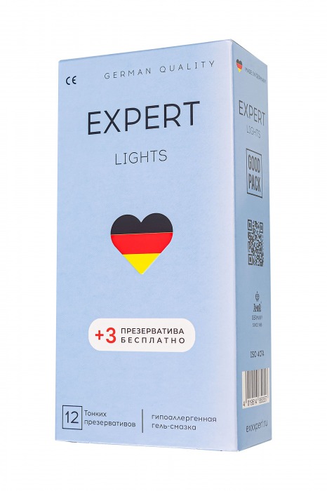 Ультратонкие презервативы EXPERT Lights - 12 шт.(+3 в подарок) - Expert - купить с доставкой в Липецке