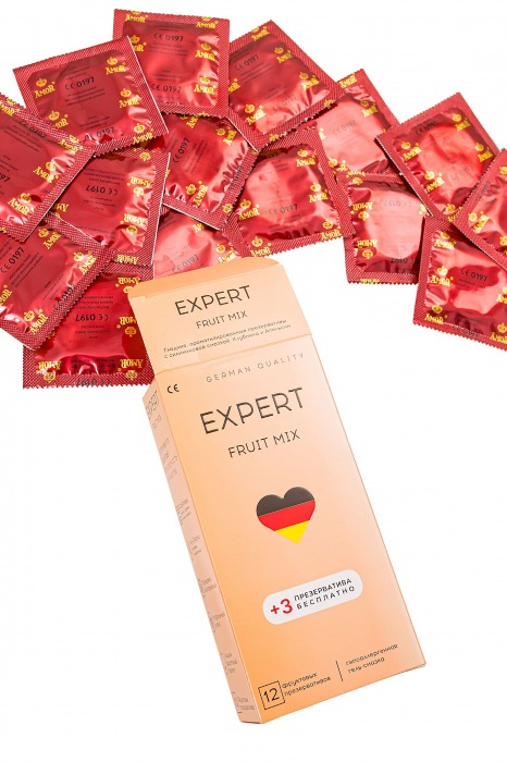 Ароматизированные презервативы EXPERT Fruit Mix - 12 шт.(+3 в подарок) - Expert - купить с доставкой в Липецке
