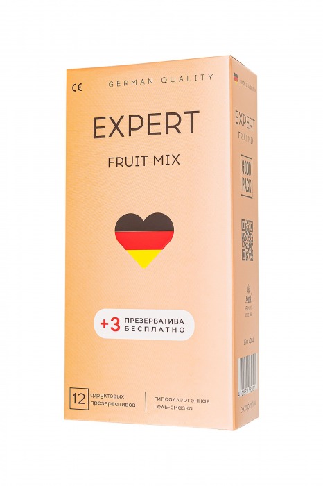 Ароматизированные презервативы EXPERT Fruit Mix - 12 шт.(+3 в подарок) - Expert - купить с доставкой в Липецке