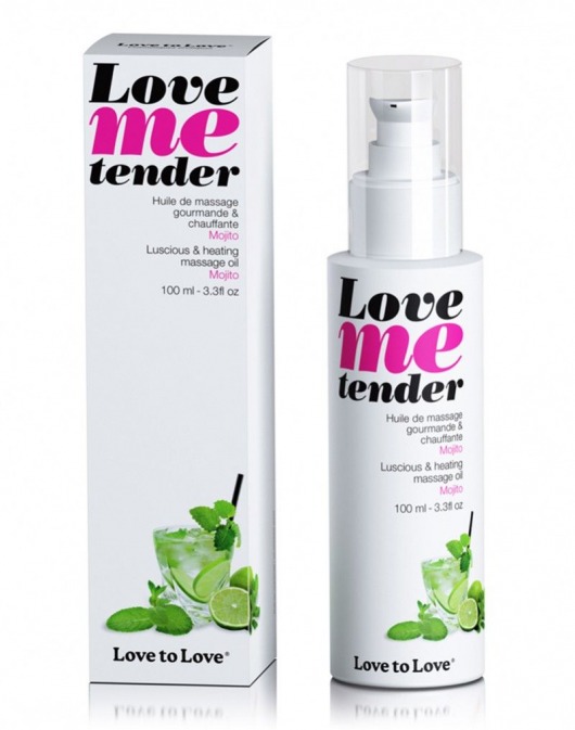 Съедобное согревающее массажное масло Love Me Tender Mojito с ароматом мохито - 100 мл. - Love to Love - купить с доставкой в Липецке