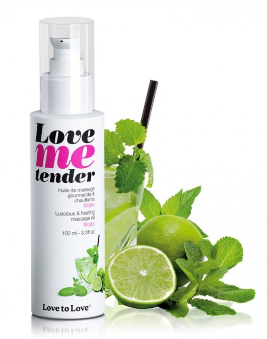 Съедобное согревающее массажное масло Love Me Tender Mojito с ароматом мохито - 100 мл. - Love to Love - купить с доставкой в Липецке