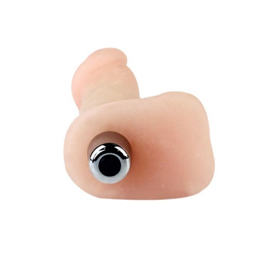 Телесный мини-вибромассажер с мошонкой - 12,5 см. - Baile