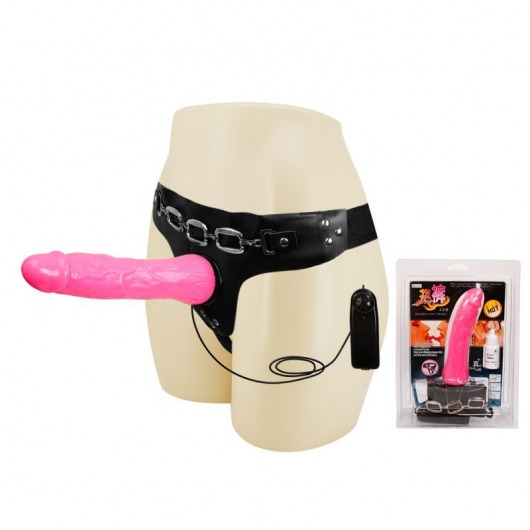 Женский розовый страпон с вибрацией - 18,5 см. - Baile - купить с доставкой в Липецке