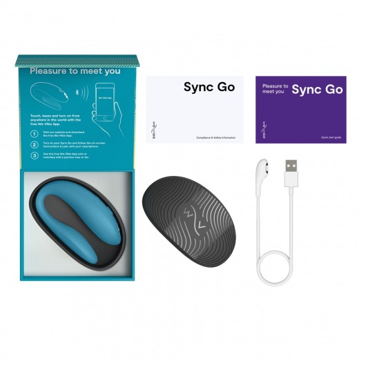 Бирюзовый вибромассажер для пар We-Vibe Sync Go - We-vibe