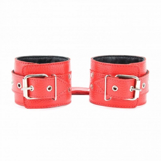 Красные кожаные наручники с клепками - БДСМ Арсенал - купить с доставкой в Липецке