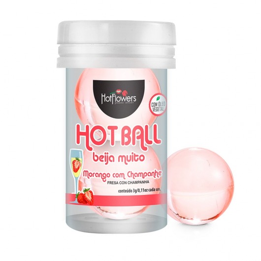 Лубрикант на масляной основе Hot Ball Beija Muito с ароматом клубники и шампанского (2 шарика по 3 гр.) - HotFlowers - купить с доставкой в Липецке