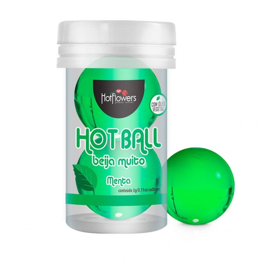 Лубрикант на масляной основе Hot Ball Beija Muito с ароматом мяты (2 шарика по 3 гр.) - HotFlowers - купить с доставкой в Липецке