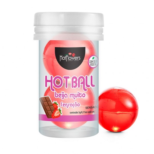 Лубрикант на масляной основе Hot Ball Beija Muito с ароматом шоколада и клубники (2 шарика по 3 гр.) - HotFlowers - купить с доставкой в Липецке