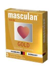 Презервативы Masculan Ultra Gold с золотым напылением и ароматом ванили - 3 шт. - Masculan - купить с доставкой в Липецке