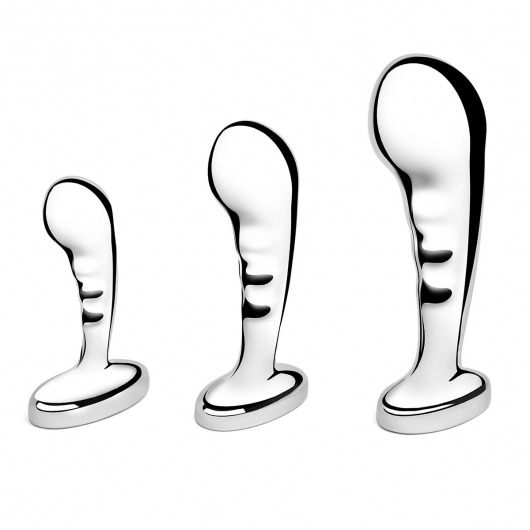 Набор из 3 стальных стимуляторов простаты Stainless Steel P-spot Training Set - b-Vibe - в Липецке купить с доставкой