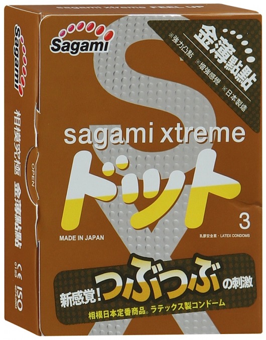 Презервативы Sagami Xtreme FEEL UP с точечной текстурой и линиями прилегания - 3 шт. - Sagami - купить с доставкой в Липецке