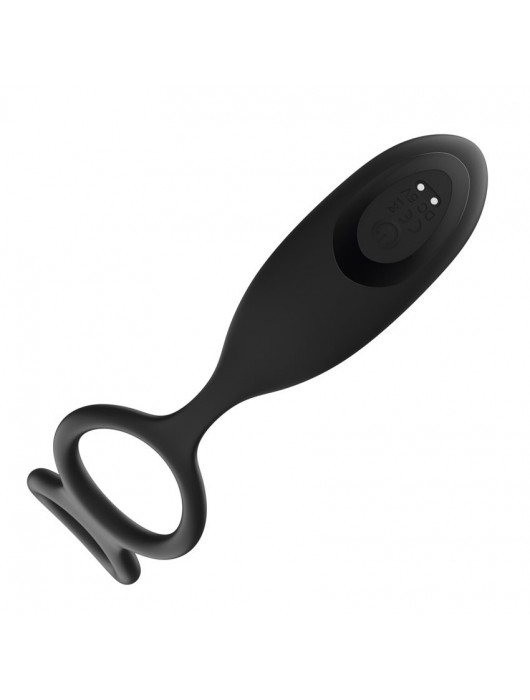 Черный анальный вибромассажёр с возвратно-поступательными движениями и кольцами для фиксации - I-MOON - в Липецке купить с доставкой