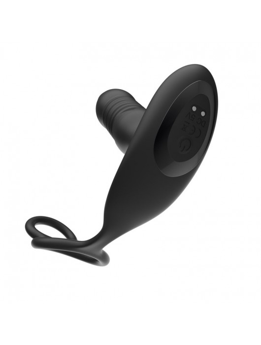 Черный анальный вибромассажёр с возвратно-поступательными движениями и кольцами для фиксации - I-MOON - в Липецке купить с доставкой