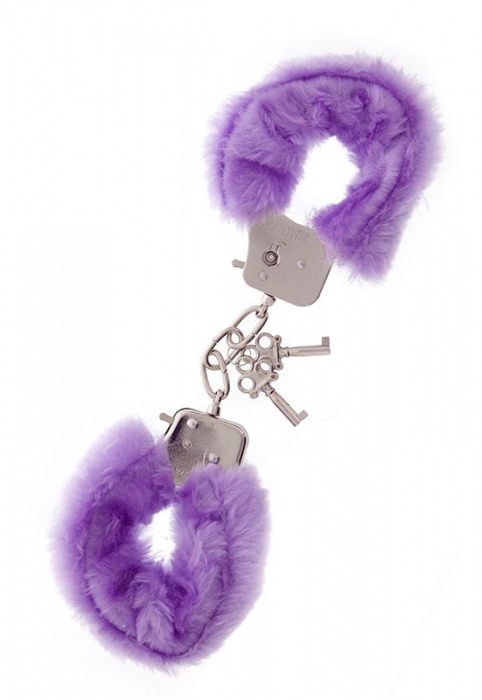 Фиолетовые меховые наручники METAL HANDCUFF WITH PLUSH LAVENDER - Dream Toys - купить с доставкой в Липецке