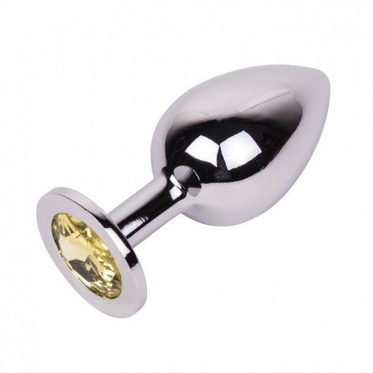 Большой стальной плаг с желтым кристаллом Sweet Lemon - 9,5 см. - Erotic Fantasy - купить с доставкой в Липецке