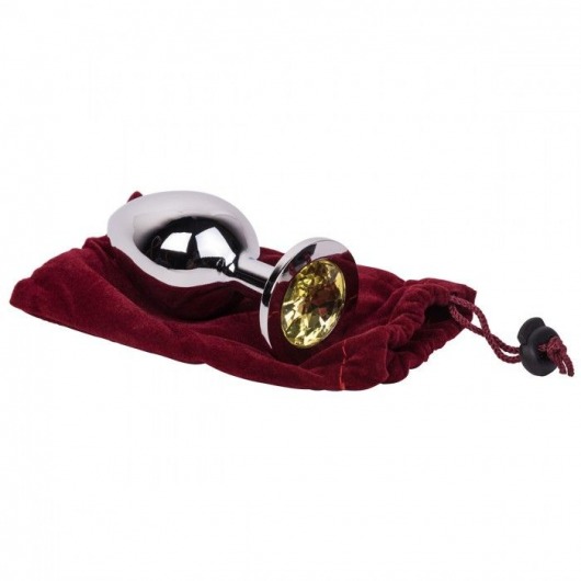 Большой стальной плаг с желтым кристаллом Sweet Lemon - 9,5 см. - Erotic Fantasy - купить с доставкой в Липецке